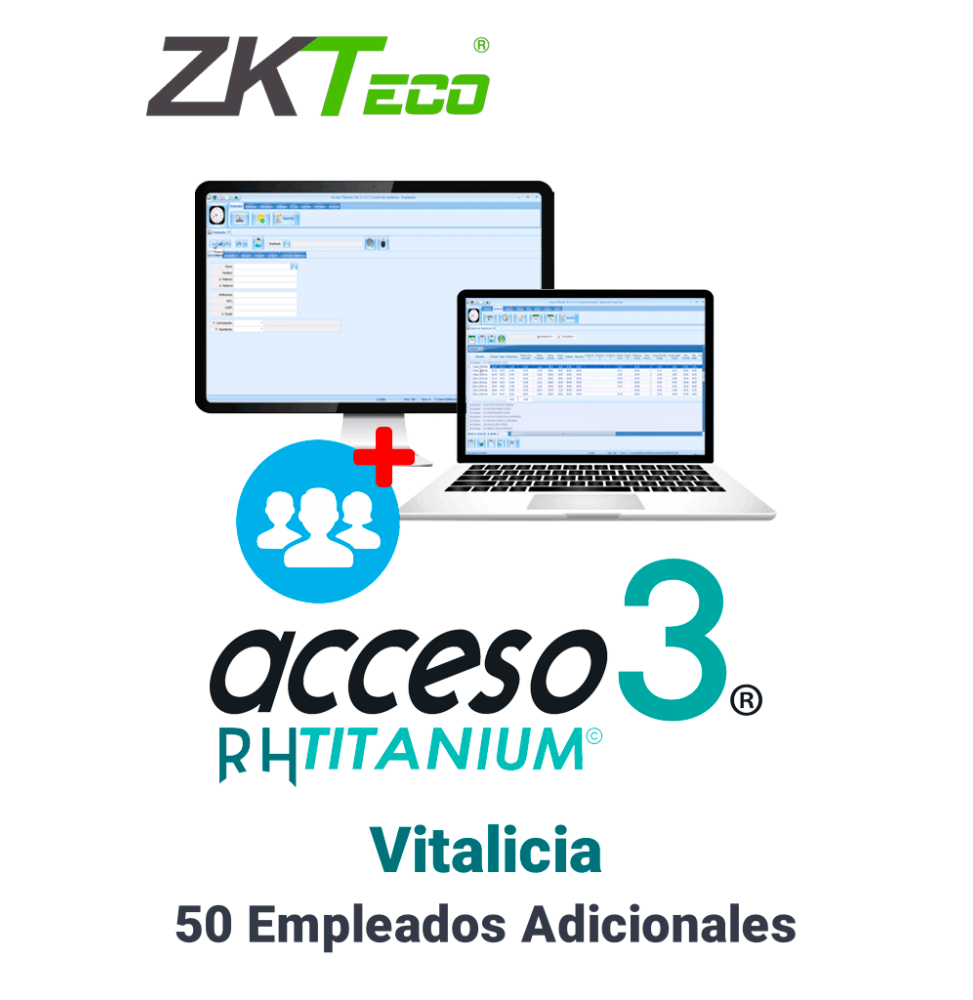 ZKA471002 50 empleados adicionales ZK ACCESO TITANIUM50EMPAD