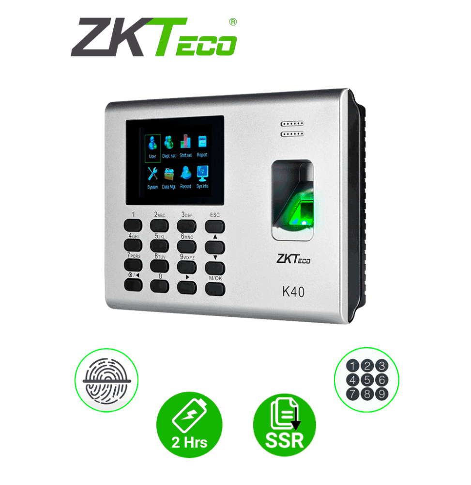 ZKT061025 K40 ZKTECO K40 - Control de Acceso y Asistencia Si