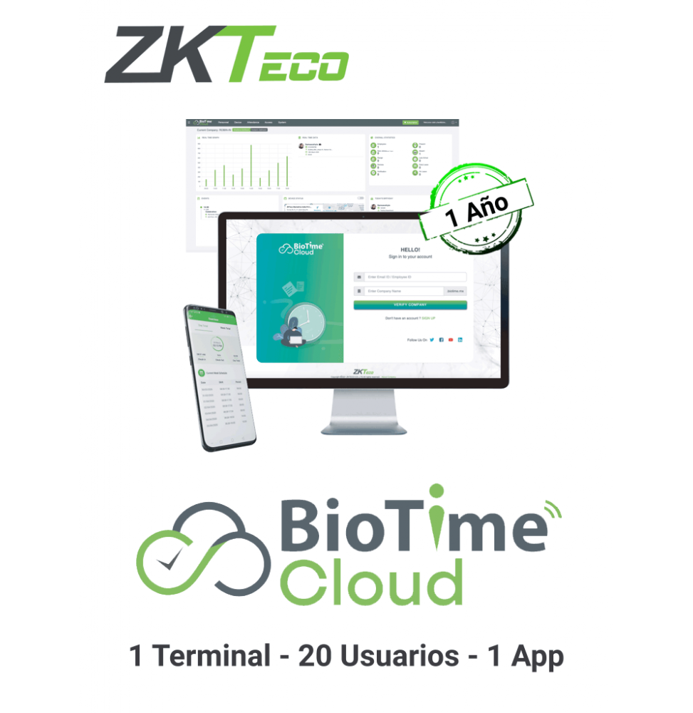 ZKT0820062 LIC000053BTC-Lite  ZKTECO BIOTIMECLOUDLITE - Lice