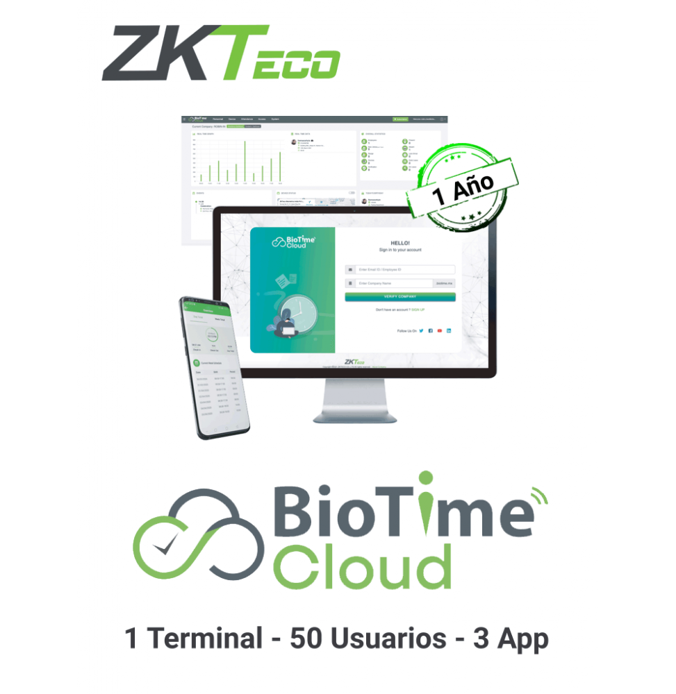 ZKT0820063 LIC000054BTC-Standard ZKTECO BIOTIMECLOUDSTANDARD