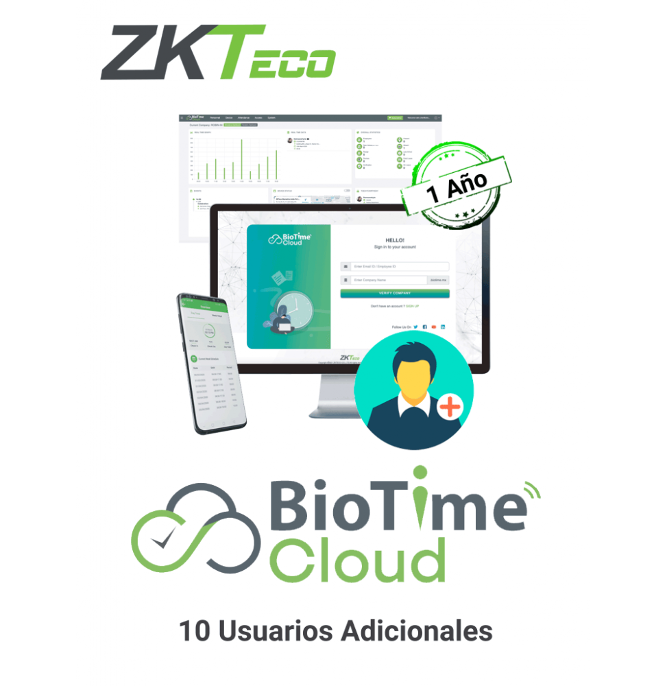 ZKT0820066 LIC000057BTC-AD101 ZKTECO BTIMECLOUDADDUSER10 - L