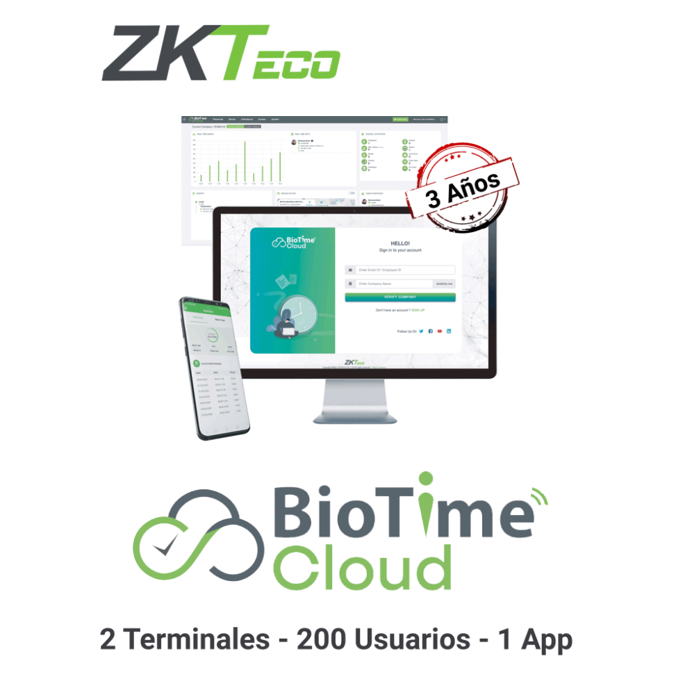 ZKT0820076  LIC000083BTC-Business ZKTECO BIOTIMECLOUDBUSINES