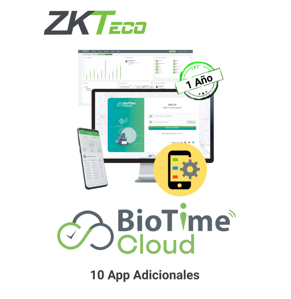 ZKT0820070 LIC000069BTC-ADP101 ZKTECO BIOTIMECLOUDADDAPP10 -