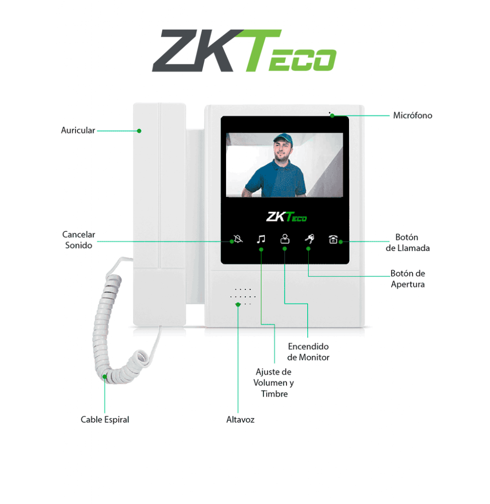 ZKT2210002 VDPI-B4 ZKTECO VDPIB4 - Monitor para Videoportero