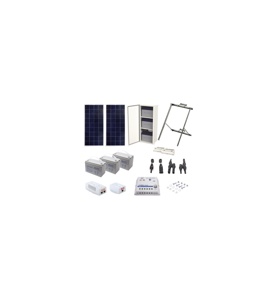 Syscom PL1224GRC Kit Solar de 35 W con PoE 802.3af y PoE Pas