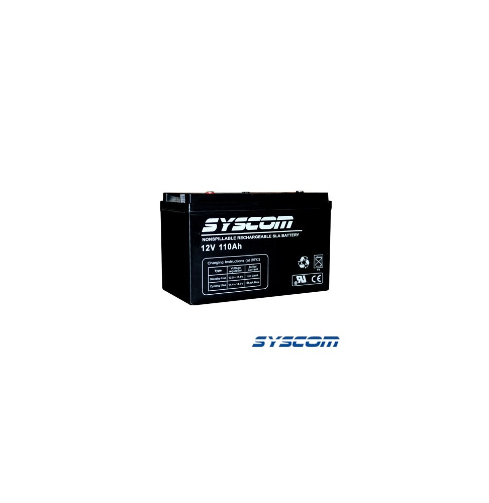 Syscom ASBP110A Acumulador 12 Vcc 110 Ah. Tecnologia AGM.