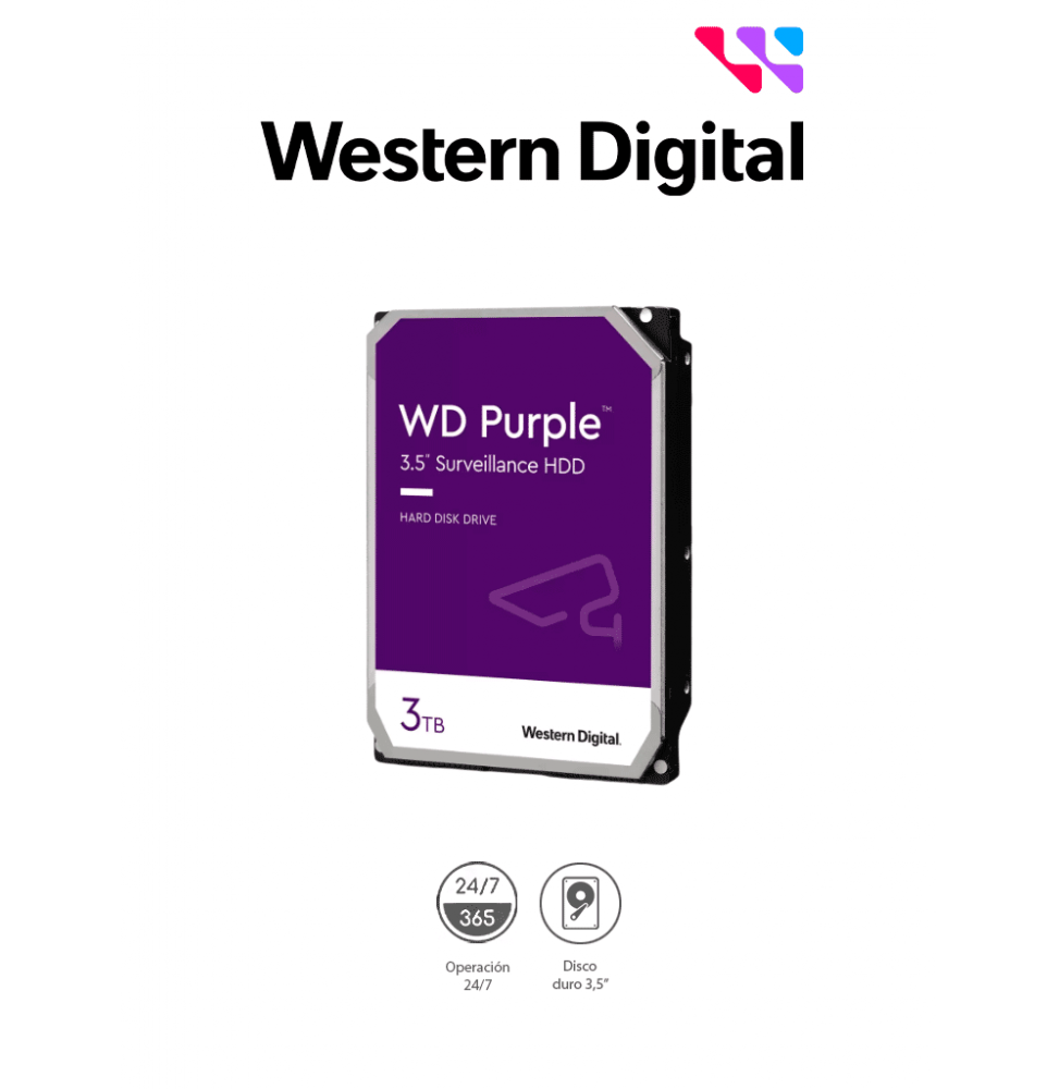 WESTERN DIGITAL WD33PURZ WESTERN WD33PURZ - Disco Duro de 3TB Purple/ Especial p