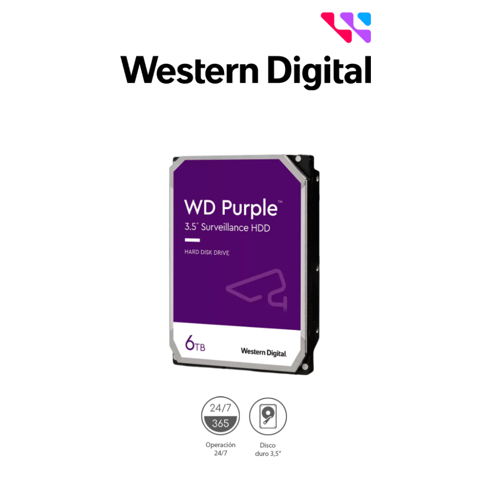 WESTERN DIGITAL WD64PURZ  WESTERN DIGITAL WD64PURZ - Disco Duro de 6 TB Purple/