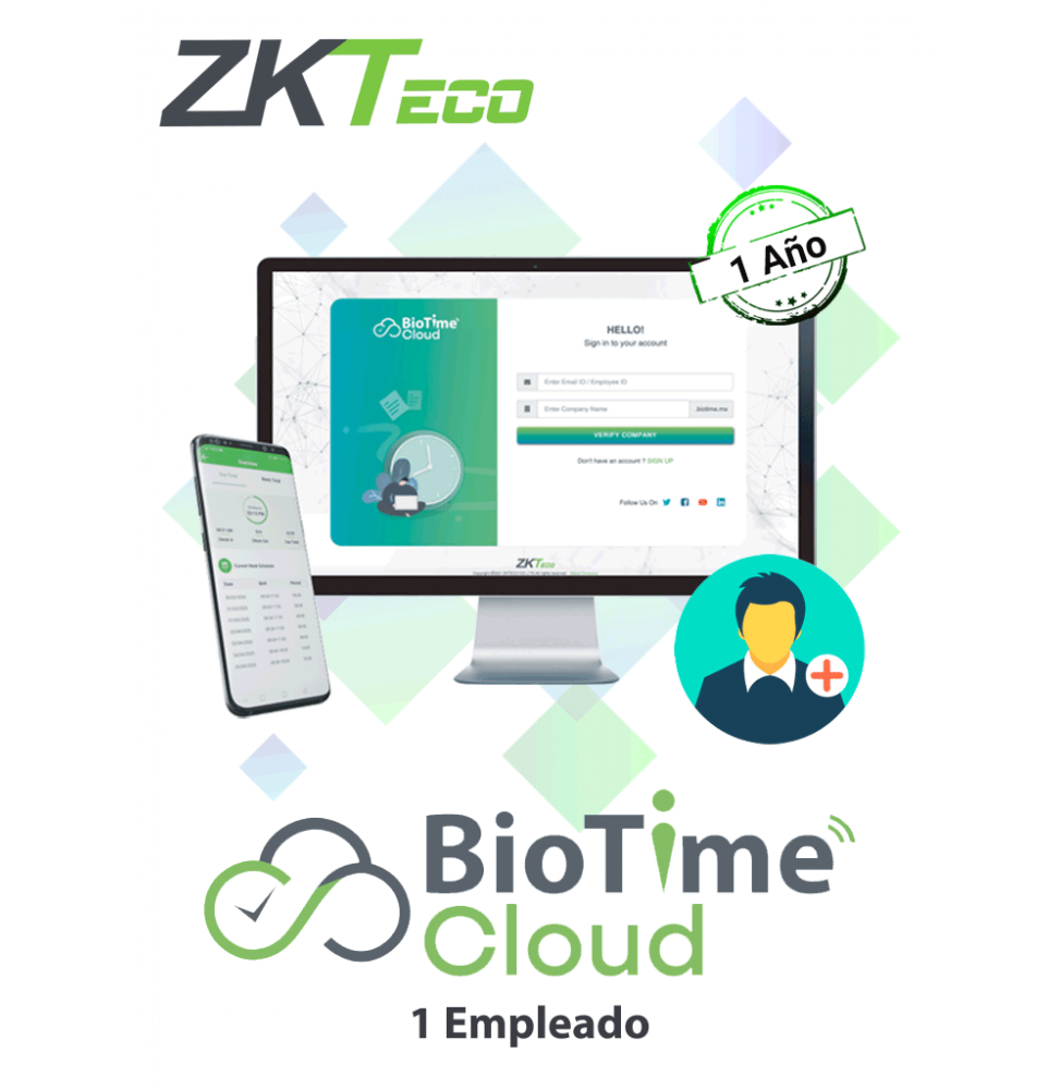 ZKT0820127 BTC -1 Employee ZKTECO BIOTIMECLOUDEMP - Licencia