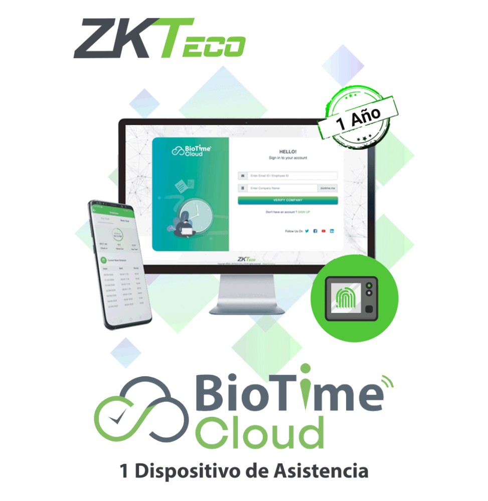 ZKT0820128 BTC -1 Device   ZKTECO BIOTIMECLOUDPDEV - Licenci