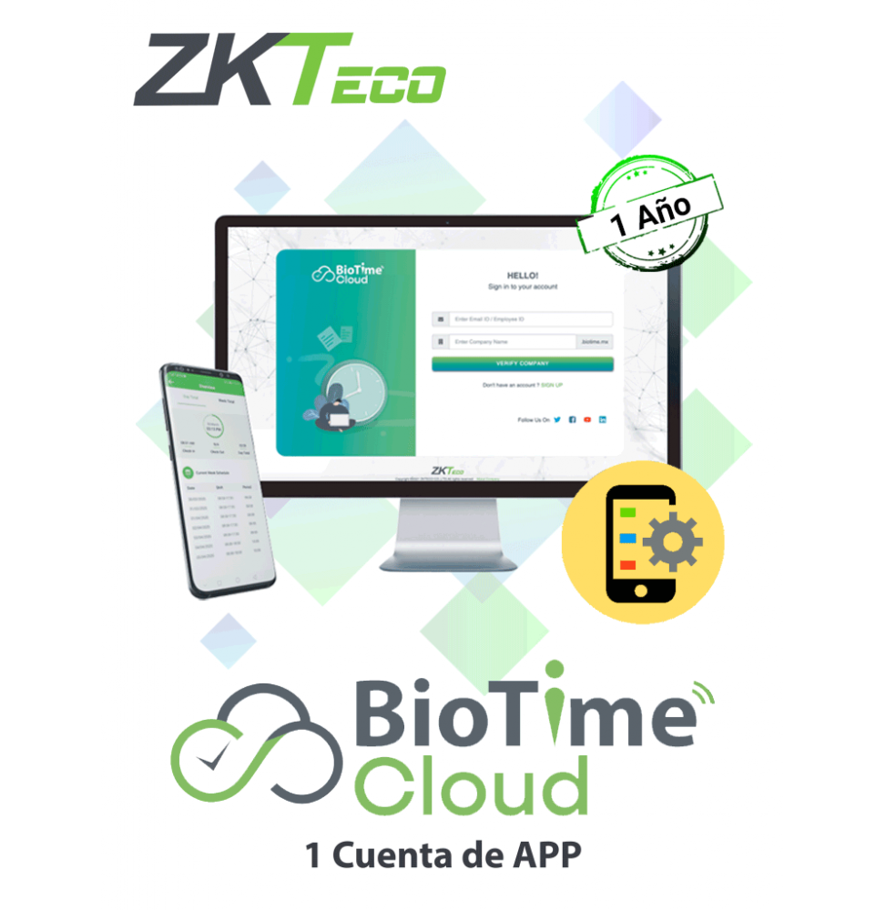 ZKT0820129 BTC 1 APP  ZKTECO BIOTIMECLOUDAPP - Licencia de a