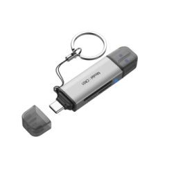 HSHUBCR01 Lector de tarjetas 2 en 1 / Conector Dual USB-A y USB-C / Soporta SD y MicroSD