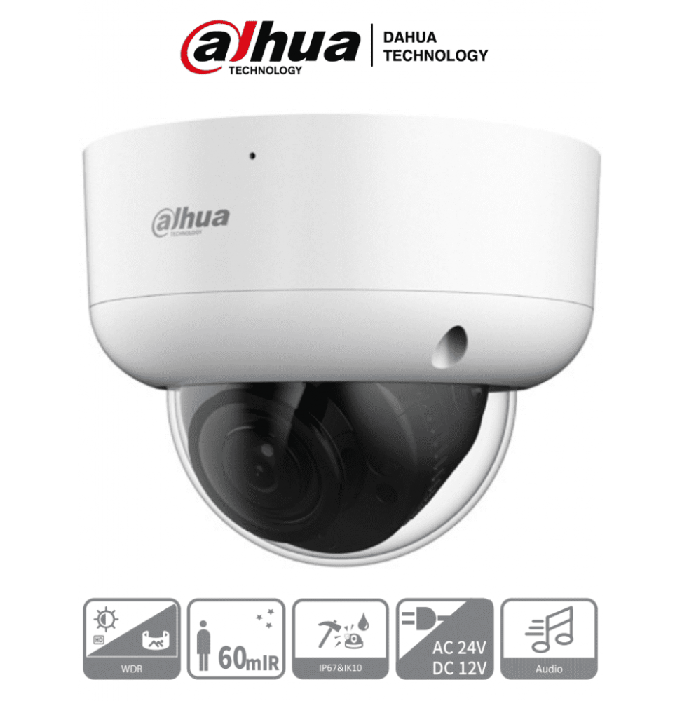 DAHUA DHT0300056 DAHUA HAC-HDBW1801RAN-Z-A - Cmara Domo 4k Antivandalica/ 8 Megapixeles/ Lente Motorizado de 2.7 a 13.5