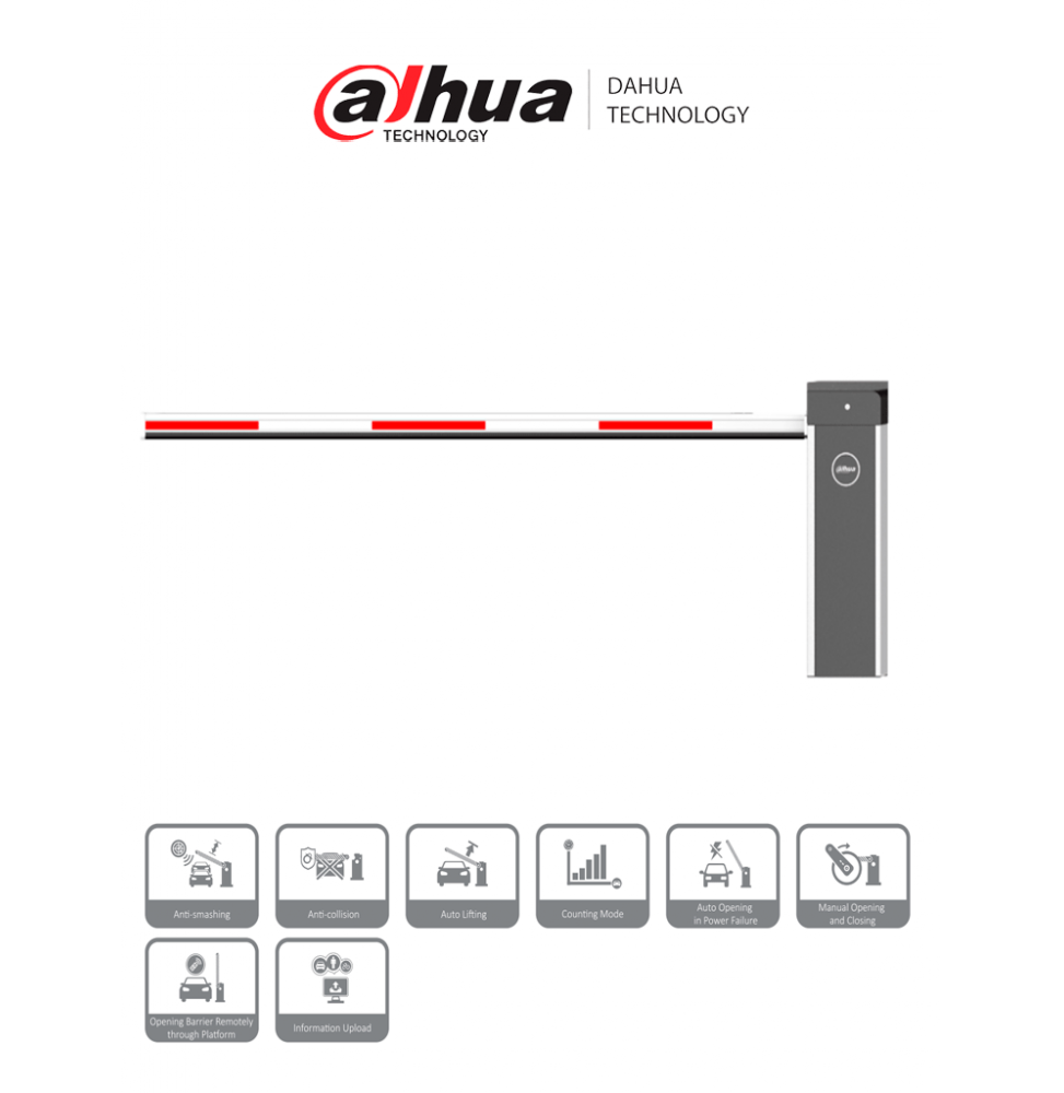 DAHUA DHT0960011 Dahua IPMECD-0232-RM30 Barrera Vehicular Derecha/ Servo Motor/ Tiempo de apertura ajustable a 1S/ 5 Mil