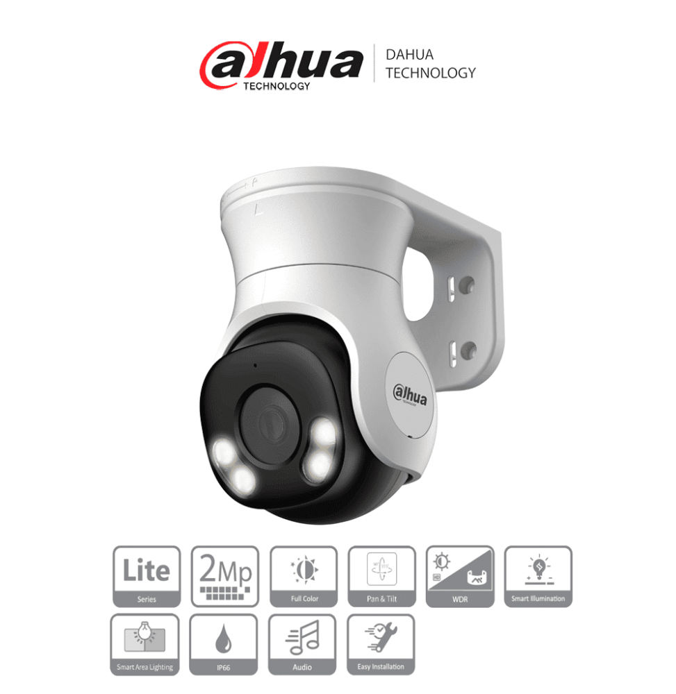 DAHUA DHT0330024 DAHUA HAC-PT1239A-A-LED - Camara PT de 2 Megapixeles HDCVI/ Full Color/ Lente de 2.8 mm/ 106 Grados de