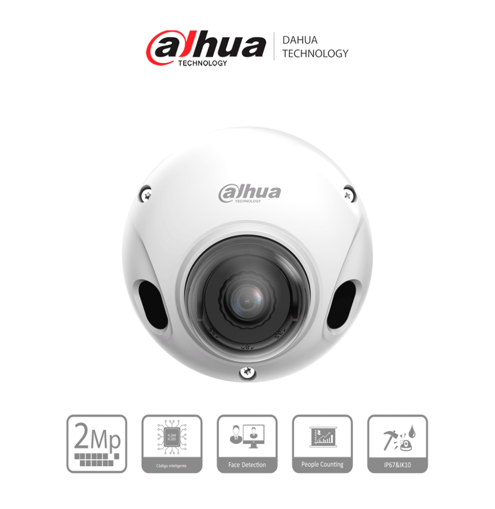 DAHUA DHT4390007 DAHUA DH-DAE-CPC5241FPN-0210B - Cmara IP Domo para NVR Movil de 2 Megapixeles/ Lente de 2.1mm con 125 d