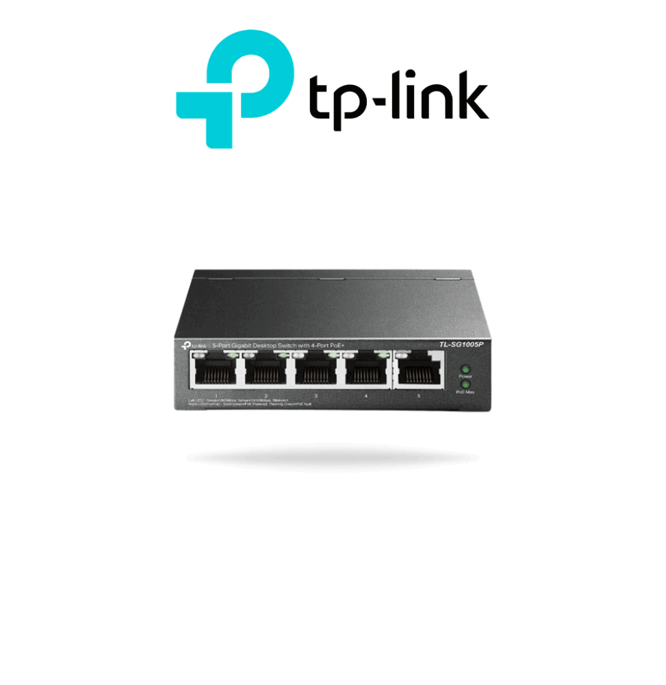 TP-LINK TPL3720002 TP-LINK TL-SG1005P - Switch Escritorio No Administrable de 5 puertos 10/100/1000 Mbps   Con 4 puertos