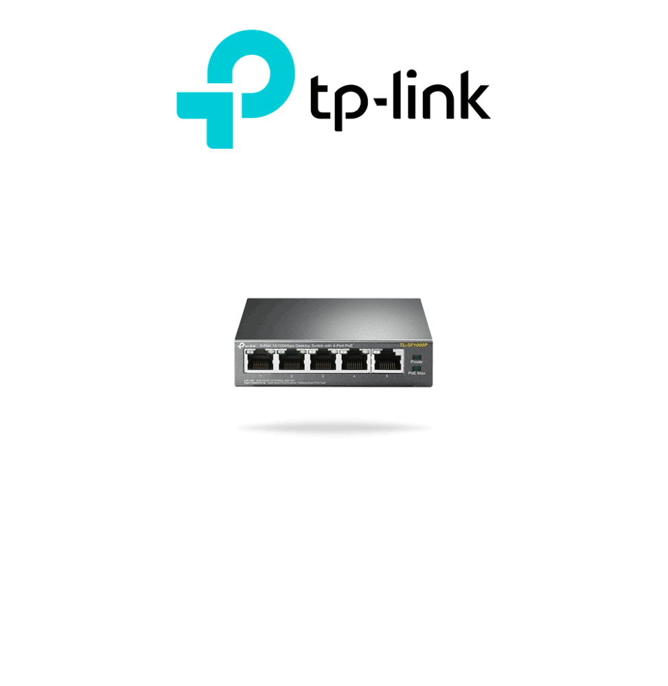 TP-LINK TPL3720004 TP-LINK TL-SF1005P - Switch PoE No Administrable/ 5 Puertos Fast Ethernet/ 4 Puertos PoE AF/ Suminist