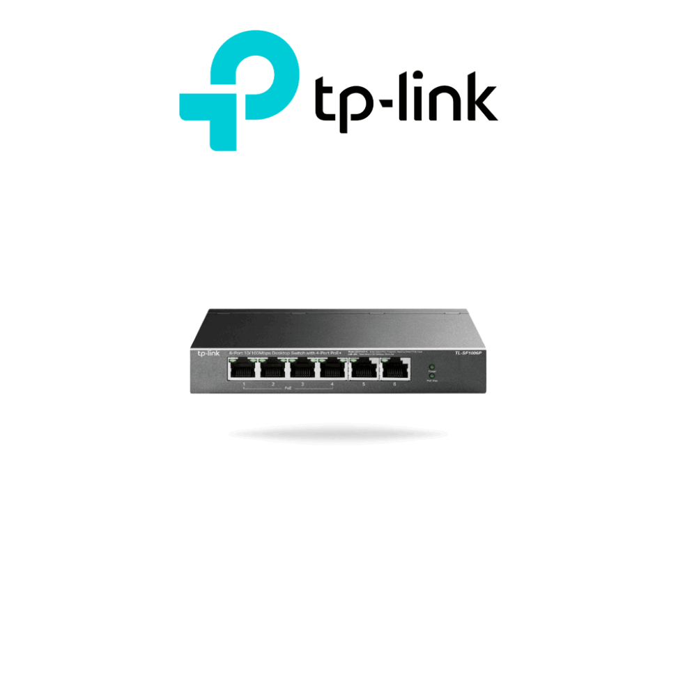 TP-LINK TPL3720006 TP-LINK TL-SF1006P - Switch PoE No Administrable/ 6 Puertos Fast Ethernet/ 4 Puertos PoE AF & AT/ Sum