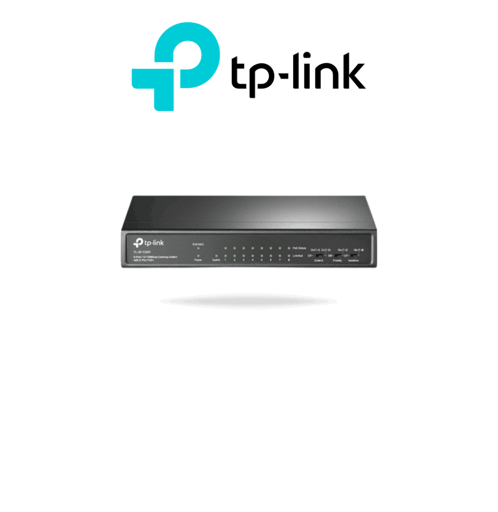 TP-LINK TPL3720009 TP-LINK TL-SF1009P - Switch PoE No Administrable/ 9 Puertos Fast Ethernet/ 8 Puertos PoE AF & AT/ Pre