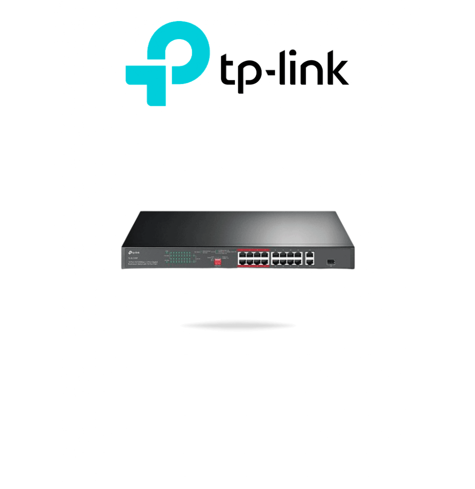 TP-LINK TPL3720021 TP-LINK TL-SL1218P - Switch PoE no Administrable 16 puertos 10/100 Mbps  2 puertos 10/100/1000 Mbps