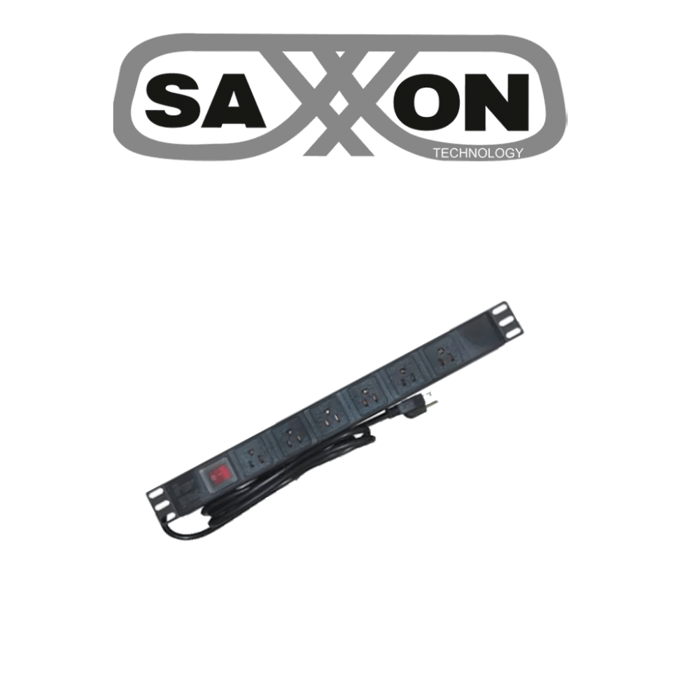 SAXXON SXN0420019 SAXXON SXPDU6U- Barra PDU con 6 Contactos Individuales / Montaje Horizontal / 1UR / Proteccin contra r