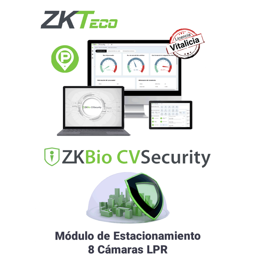 ZKTECO ZKBioCVPARKP8 ZKTECO ZKBIOCVPARKLPR8 - Modulo Vitalicio de acceso por pla