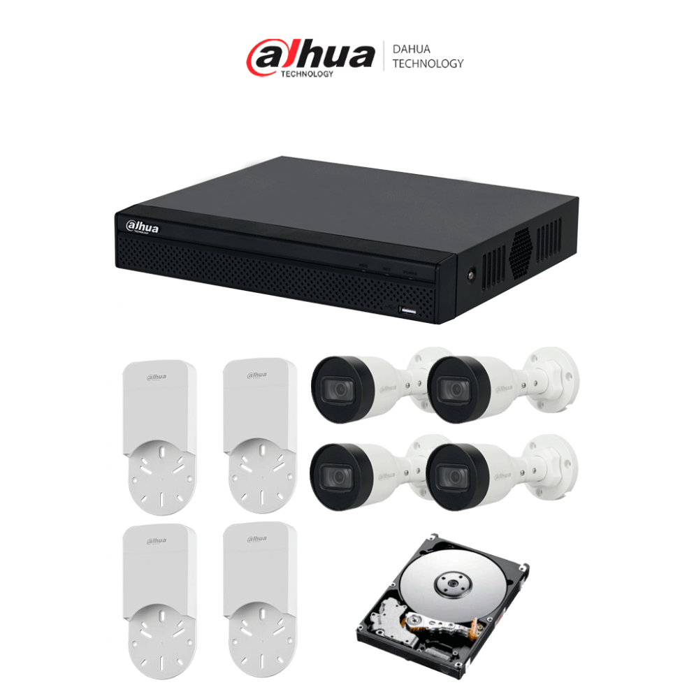 DAHUA DHKITNVR1104HSPS3H1T4HDHPFA12A DAHUA KITNVR1104HS-P4C4S 1TB- Kit IP de 4 c