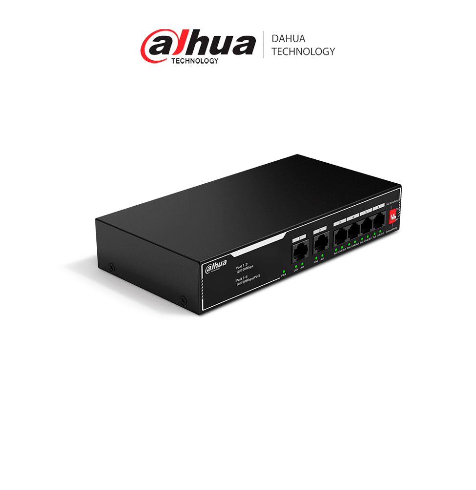 DAHUA DHSF1006LP DAHUA  DH-SF1006LP - Switch PoE de 6 Puertos Fast Ethernet/ 4 P