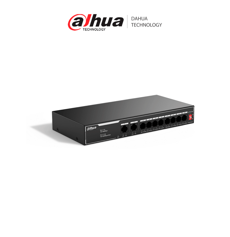 DAHUA DHSF1010LP DAHUA SF1010LP - Switch PoE de 10 Puertos Fast Ethernet/ 8 Puer