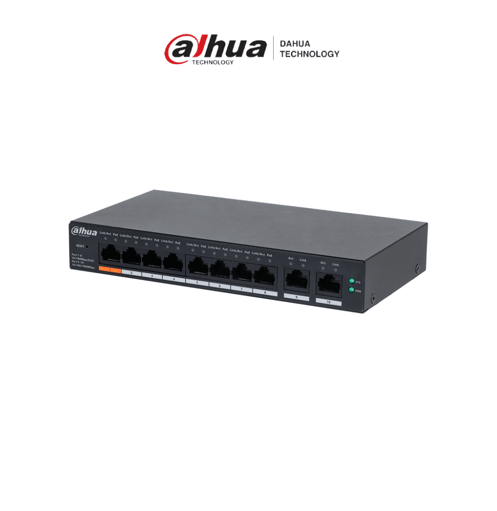 DAHUA DHCS40108ET60 DAHUA DH-CS4010-8ET-60 Switch Poe de 8 Puertos Gigabit/ Poe