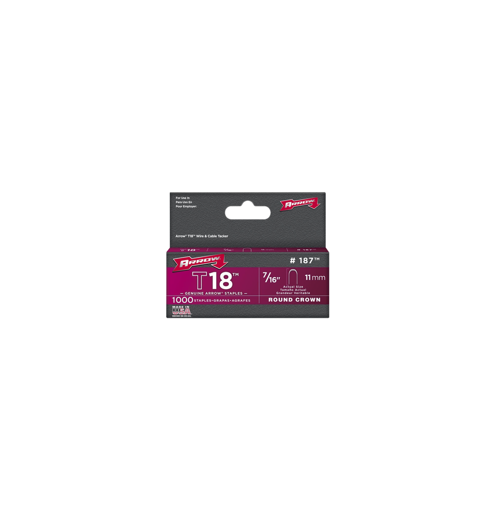 ARROW T18716US Grapas para Cables tipo "U" 7/16 (11 mm) para